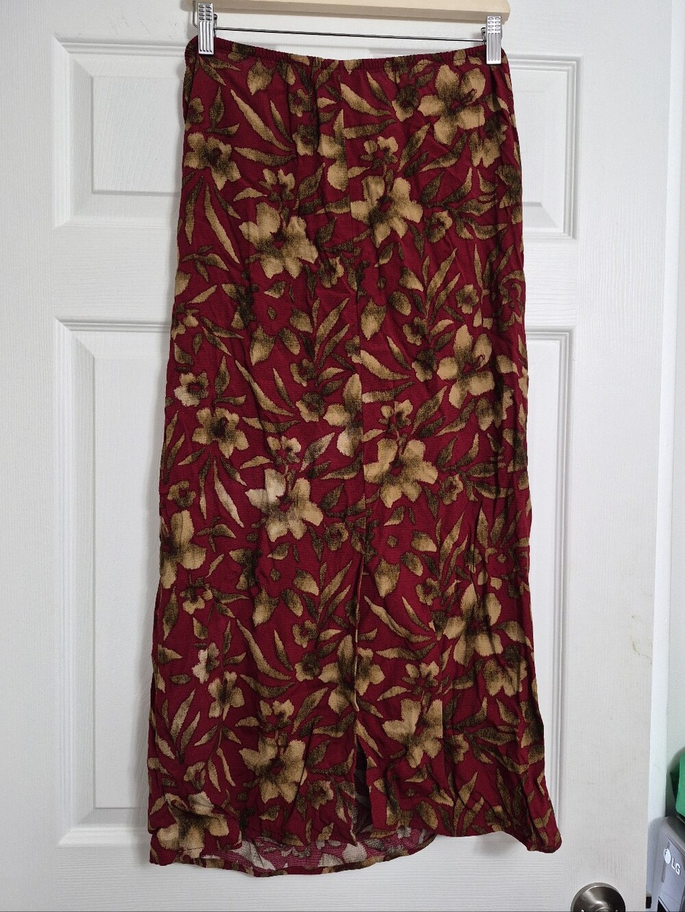 Floral Maxi Skirt in Burgundy and Gold